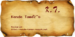Kende Tamás névjegykártya
